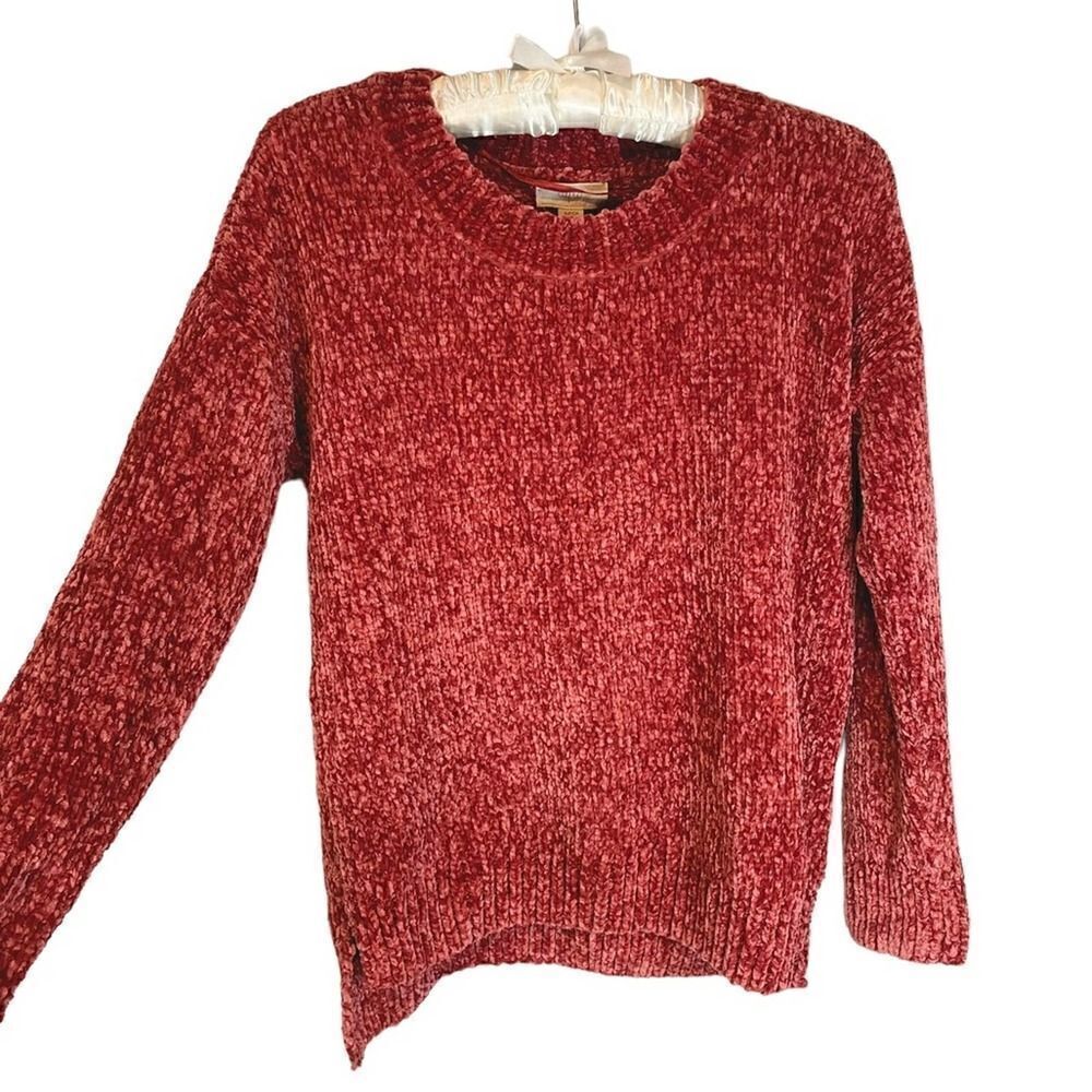 Cupio Womens Small Blush Chenille Scoop Neck Sweater